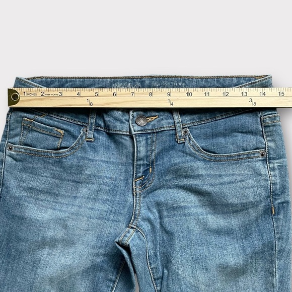 Mossimo Low Rise Skinny Jeans Size 2L Distressed Fading Whiskering 5-Pocket - Picture 6 of 8